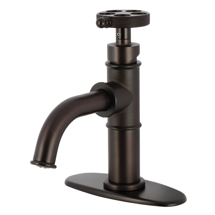Kingston Brass KSD2825RKX Webb Single-Handle Bathroom Faucet with Knurled Handle and Push Pop-Up Drain, Oil Rubbed Bronze