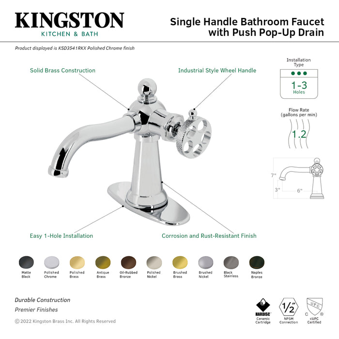Kingston Brass KSD3545RKX Webb Single-Handle Bathroom Faucet with Push Pop-Up, Oil Rubbed Bronze