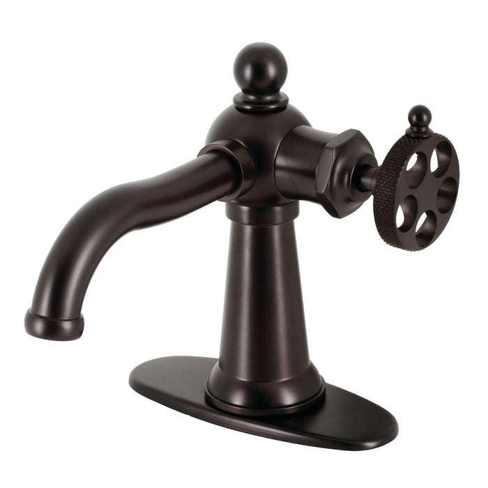 Kingston Brass KSD3545RKX Webb Single-Handle Bathroom Faucet with Knurled Handle and Push Pop-Up Drain, Oil Rubbed Bronze