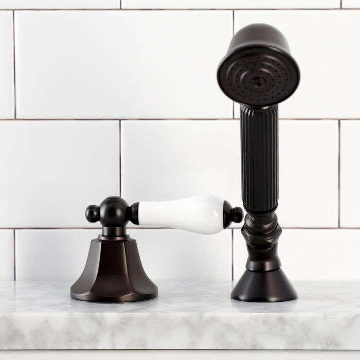Kingston Brass KSK4305PLTR Deck Mount Hand Shower with Diverter for Roman Tub Faucet, Oil Rubbed Bronze