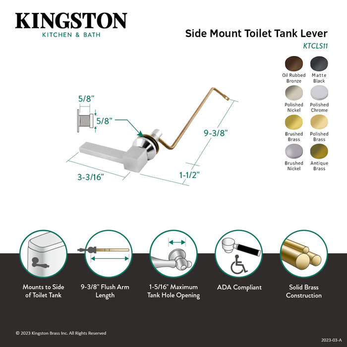 Kingston Brass KTCLS15 Claremont Side Mount Toilet Tank Lever, Oil Rubbed Bronze