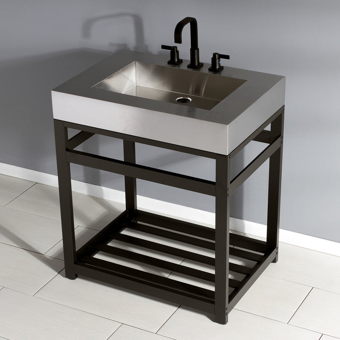 Kingston Brass KVSP3122A5 Kingston Commercial 31" Stainless Steel Console Sink with Steel Base (8-Inch, 3-Hole), Brushed/Oil Rubbed Bronze