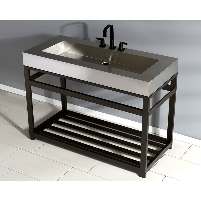Kingston Brass KVSP4922A5 Kingston Commercial 49" Stainless Steel Console Sink with Steel Base (8-Inch, 3-Hole), Brushed/Oil Rubbed Bronze