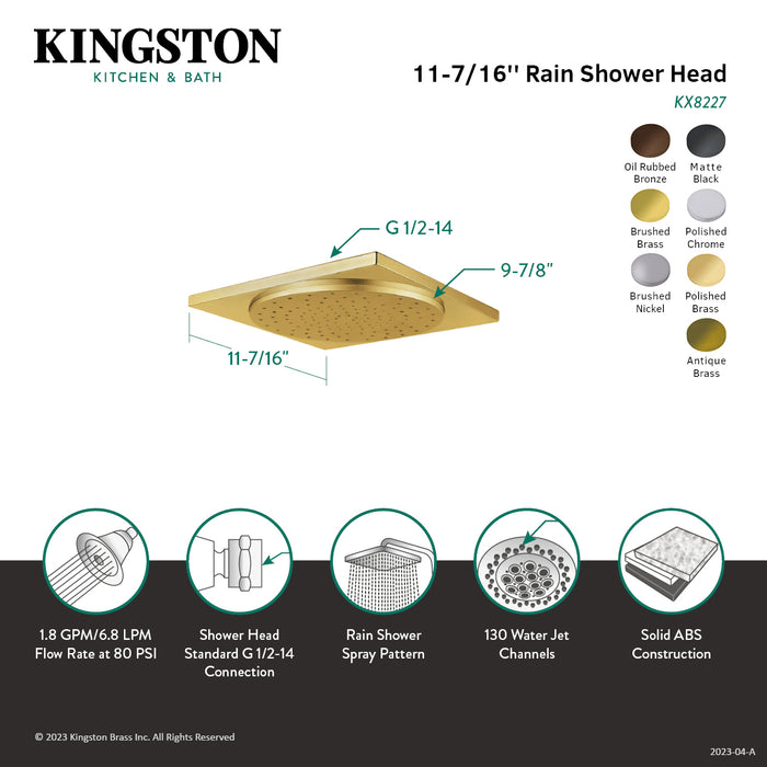 Kingston Brass KX8225 Claremont 12" Square Shower Head, Oil Rubbed Bronze
