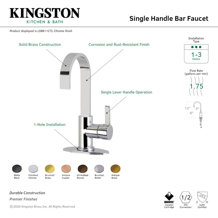 Kingston Brass LS8615CTL Continental Single-Handle Bar Faucet, Oil Rubbed Bronze