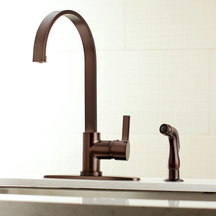 Gourmetier LS8715CTLSP Continental Single-Handle Kitchen Faucet with Side Sprayer, Oil Rubbed Bronze