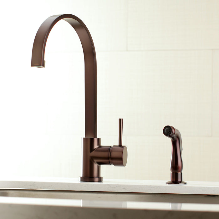 Gourmetier LS8715DLSP Concord Single-Handle Kitchen Faucet with Side Sprayer, Oil Rubbed Bronze
