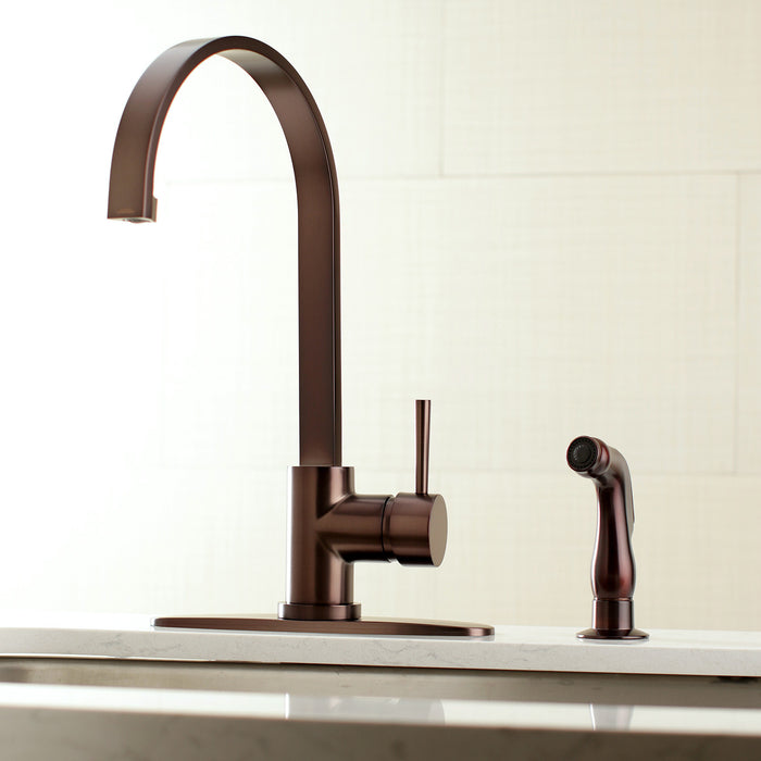 Gourmetier LS8715DLSP Concord Single-Handle Kitchen Faucet with Side Sprayer, Oil Rubbed Bronze
