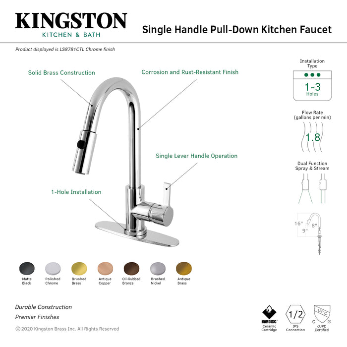 Gourmetier LS8785CTL Continental Single-Handle Pull-Down Kitchen Faucet, Oil Rubbed Bronze