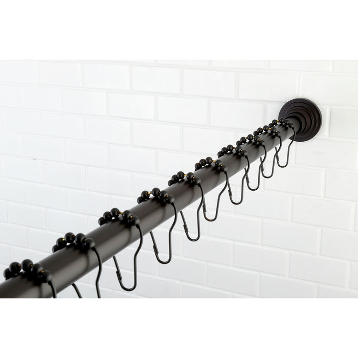 Kingston Brass SRK605 Edenscape 60"-72" Stainless Steel Adjustable Tension Shower Curtain Rod with Rings, Oil Rubbed Bronze