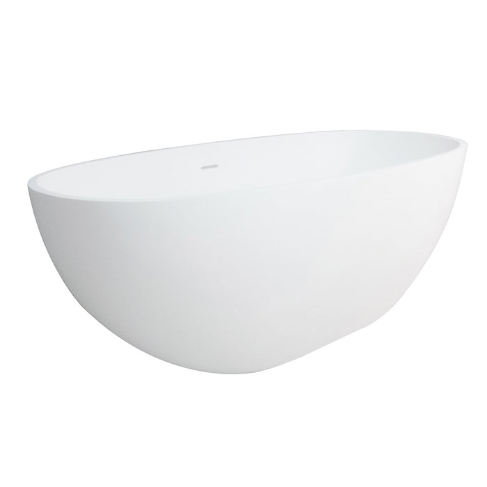 Aqua Eden VRTRS653123 Arcticstone 65-Inch Solid Surface White Stone Freestanding Tub with Drain, Matte White