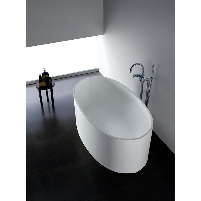 Aqua Eden VRTRS653422 Arcticstone 65-Inch Solid Surface White Stone Freestanding Tub with Drain, Matte White