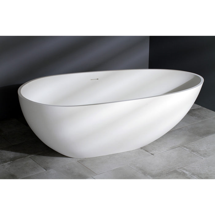 Aqua Eden VRTRS673422 Arcticstone 67-Inch Solid Surface White Stone Freestanding Tub with Drain, Matte White