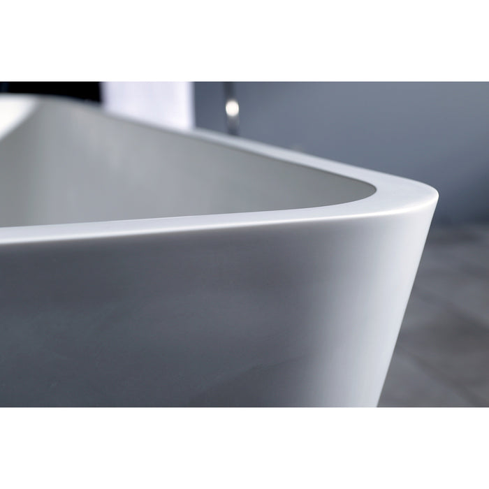 Aqua Eden VRTSQ592722 Arcticstone 59-Inch Solid Surface White Stone Freestanding Tub with Drain, Matte White