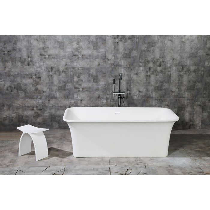 Aqua Eden VRTSQ673624 Arcticstone 67-Inch Solid Surface White Stone Freestanding Tub with Drain, Matte White