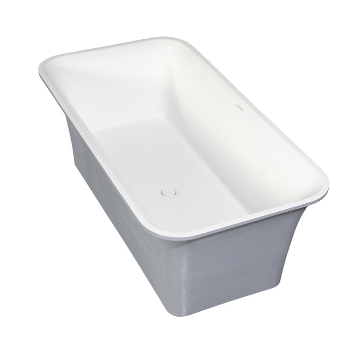 Aqua Eden VRTSQ673624WG Arcticstone 67-Inch Solid Surface White Stone Freestanding Tub with Drain in Matte White/Gray