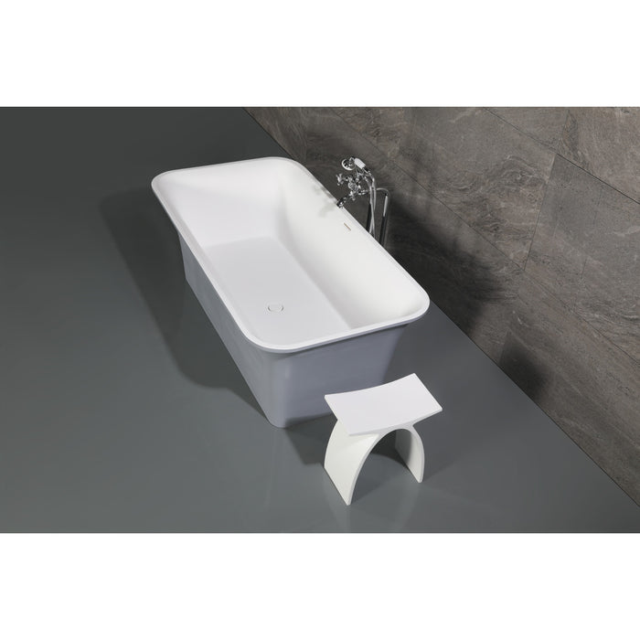 Aqua Eden VRTSQ673624WG Arcticstone 67-Inch Solid Surface White Stone Freestanding Tub with Drain in Matte White/Gray