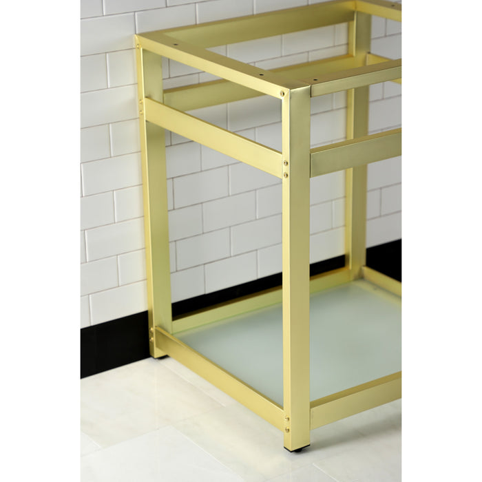Kingston Brass VSP2522B7 Fauceture 25-Inch x 22-Inch Steel Console Sink Base with Glass Shelf, Brushed Brass