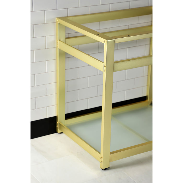 Kingston Brass VSP3122B7 Fauceture 31-Inch x 22-Inch Steel Console Sink Base with Glass Shelf, Brushed Brass