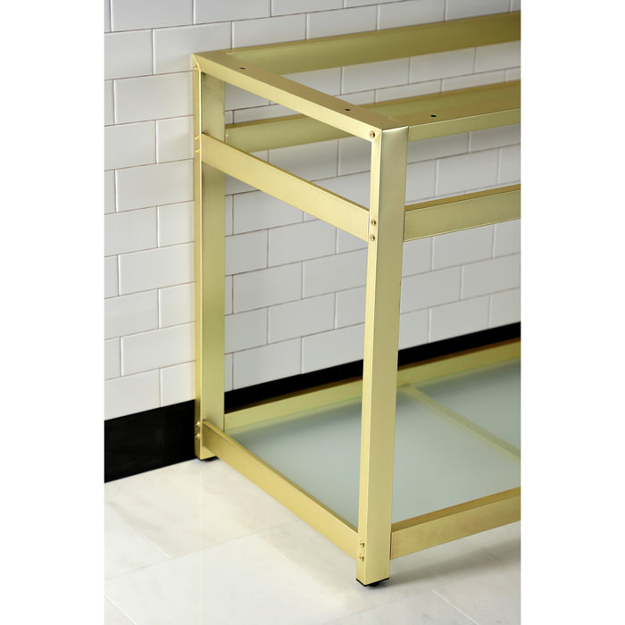 Kingston Brass VSP3722B7 Fauceture 37-Inch x 22-Inch Steel Console Sink Base with Glass Shelf, Brushed Brass