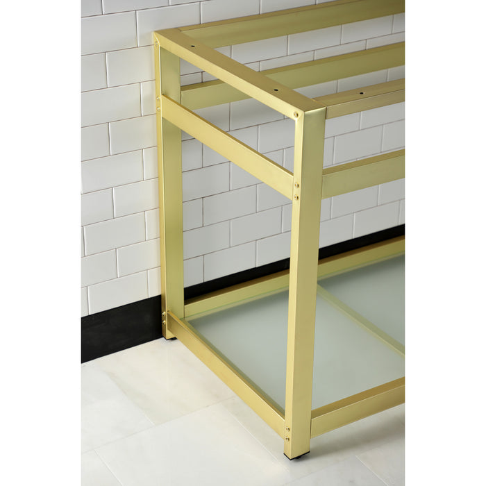 Kingston Brass VSP4922B7 Fauceture 49-Inch x 22-Inch Steel Console Sink Base with Glass Shelf, Brushed Brass