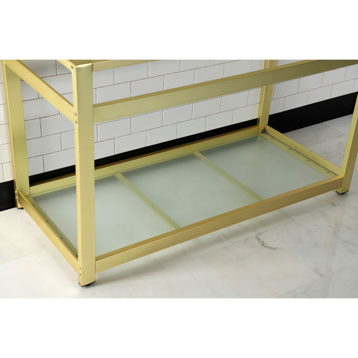 Kingston Brass VSP4922B7 Fauceture 49-Inch x 22-Inch Steel Console Sink Base with Glass Shelf, Brushed Brass